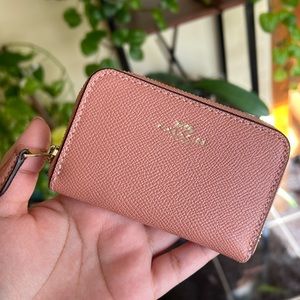 SOLD Coach Pink Zip Card Holder